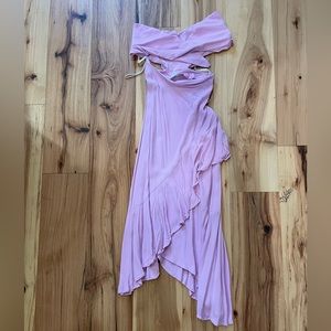 Revolve Flynn skye pink/purple midi ruffle dress